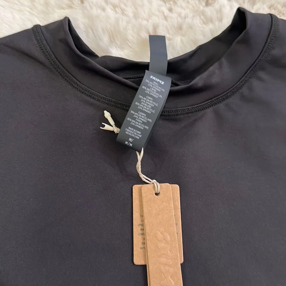 SKIMS Signature Swim T-Shirt Dress Onyx Size M